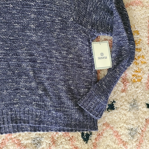NWT Susina Crew Neck Pullover Sweater In Tonal Denim Marl Blue Size Small - Picture 4 of 6